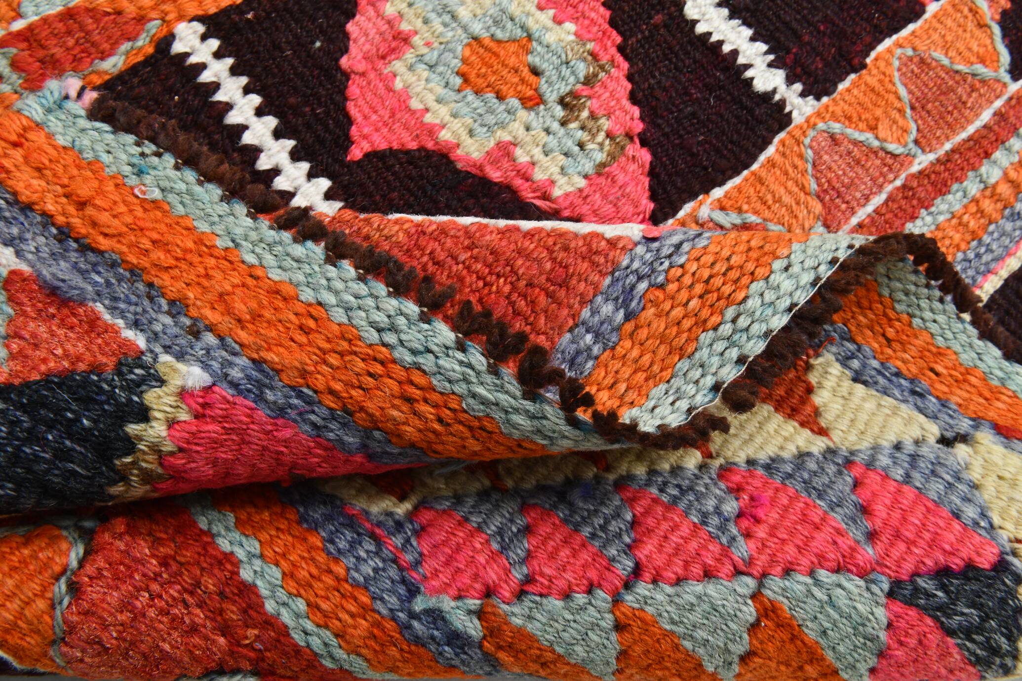 3x11 Burgundy & Orange Vintage Runner Rug, 95x325Cm