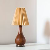 Danish solid teak and brass table lamp