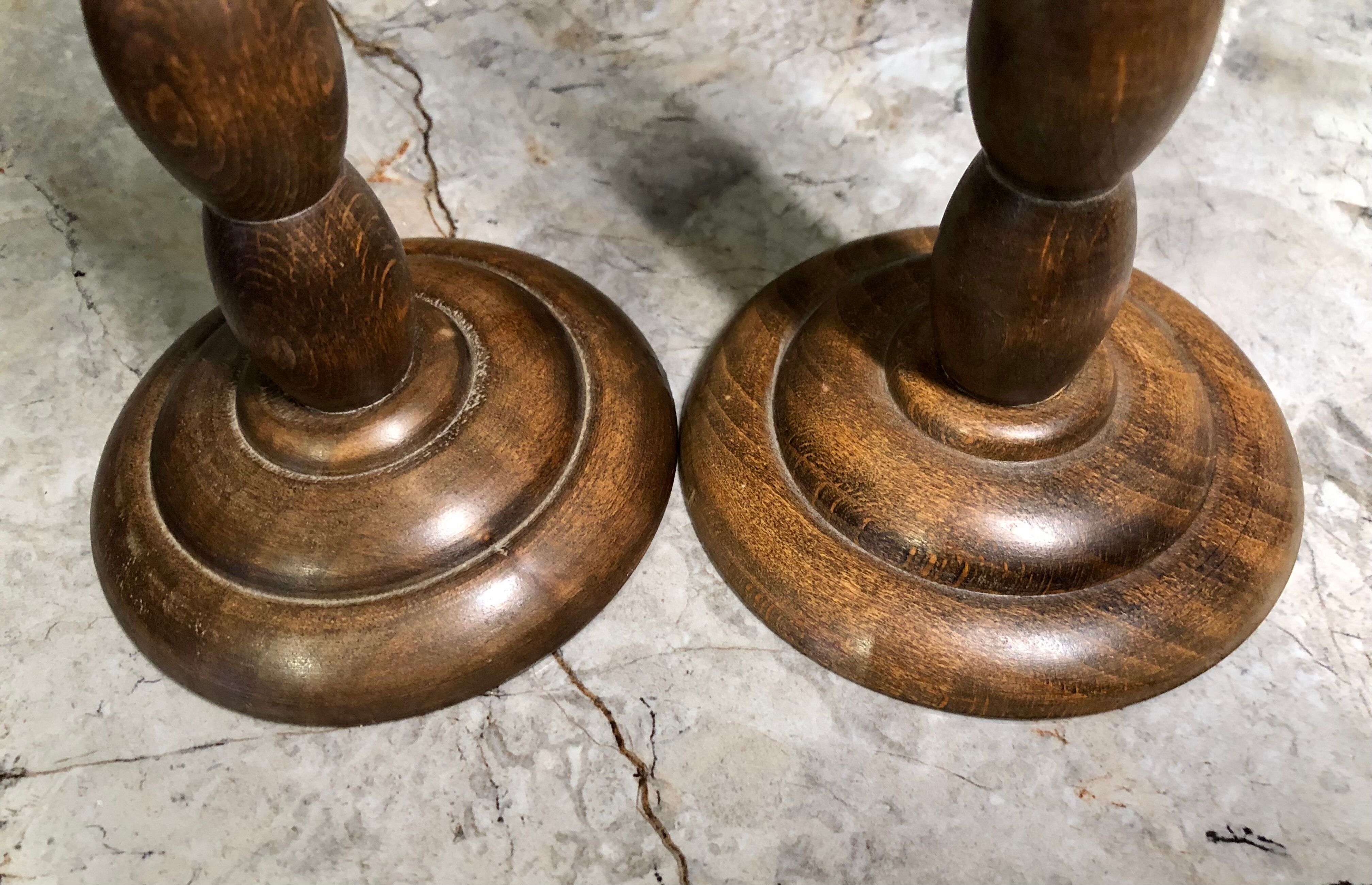 Vintage wood candle holders