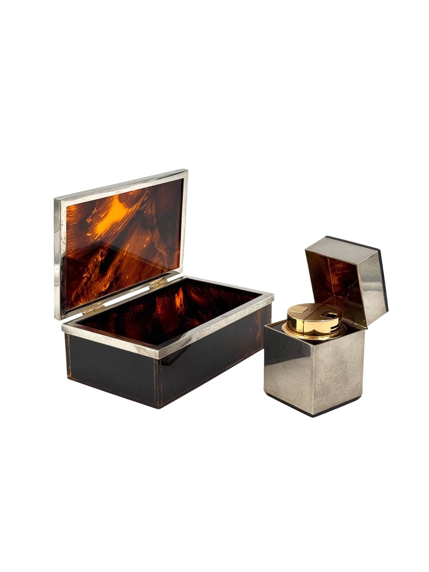 Hollywood regency luxury smoking set, Italy 1970