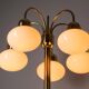 Vintage brass floor lamp with five opaline glass shades, mid-century, Czechoslovakia, 165 × 60 × 30 cm