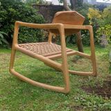 Rocking chair en chêne et corde danoise