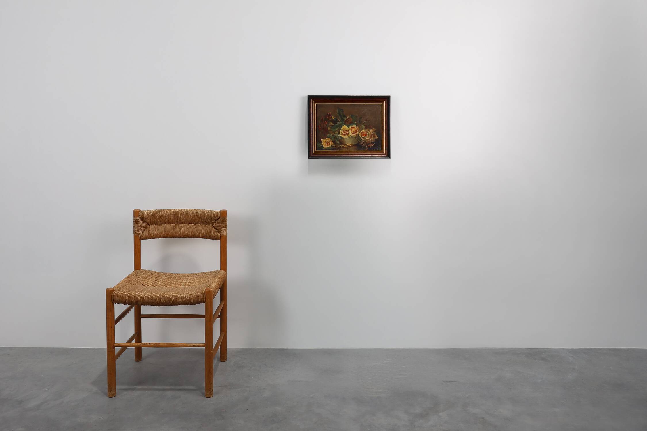 Vintage still life painting of a vase with flowers, France ca. 1940