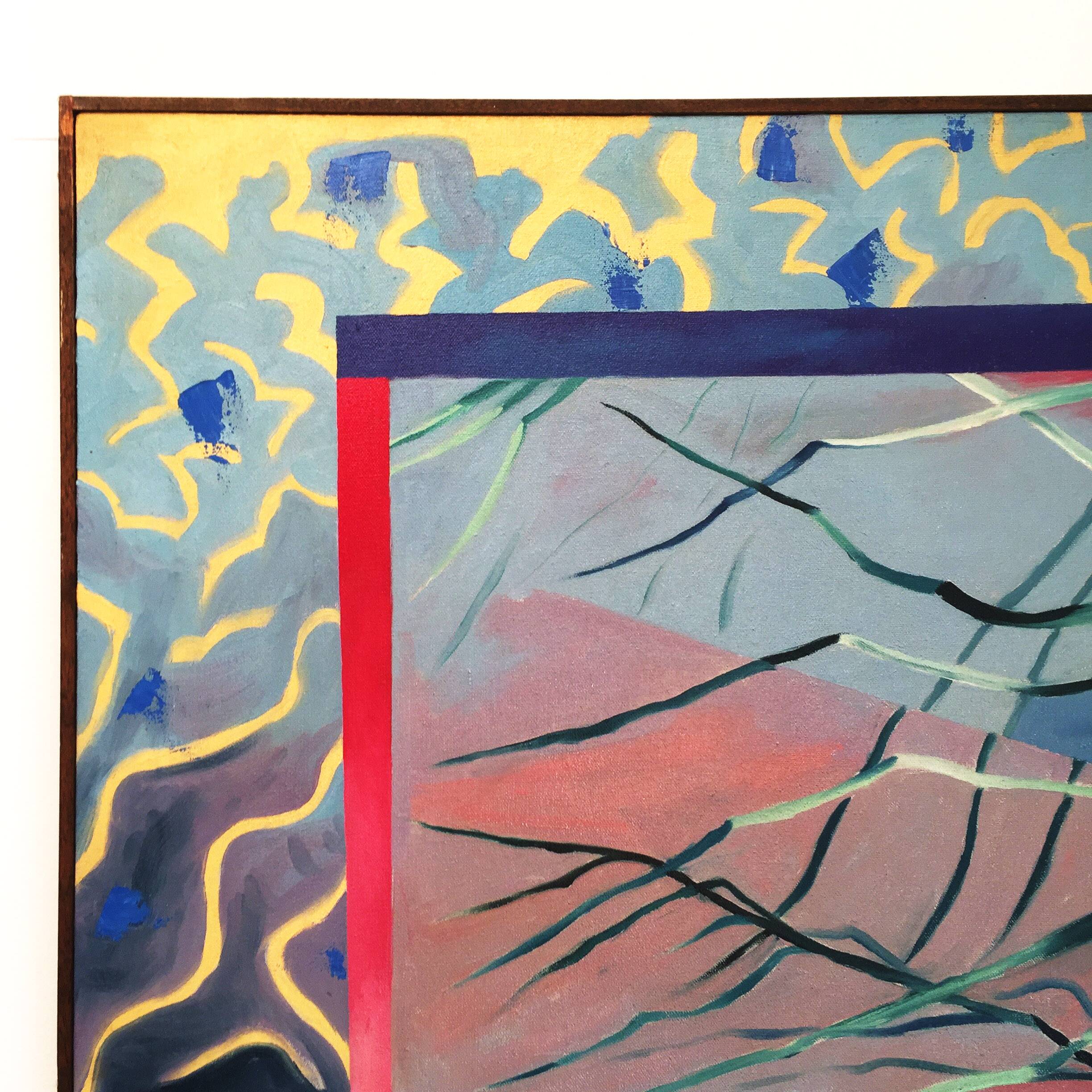 Richard Frank 'Palm's Parade' Painting, Oil On Canvas 1980s Miami Palm Tree Postmodern Art