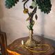 Original murano lamp in gilded bronze and metal with three lights, murano glass tulips 58x42