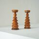 Pair of Scandinavian lacquered wooden candle holders