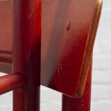 6x red stained beech dining chairs "Model 250" by Farstrup Denmark, 1960's