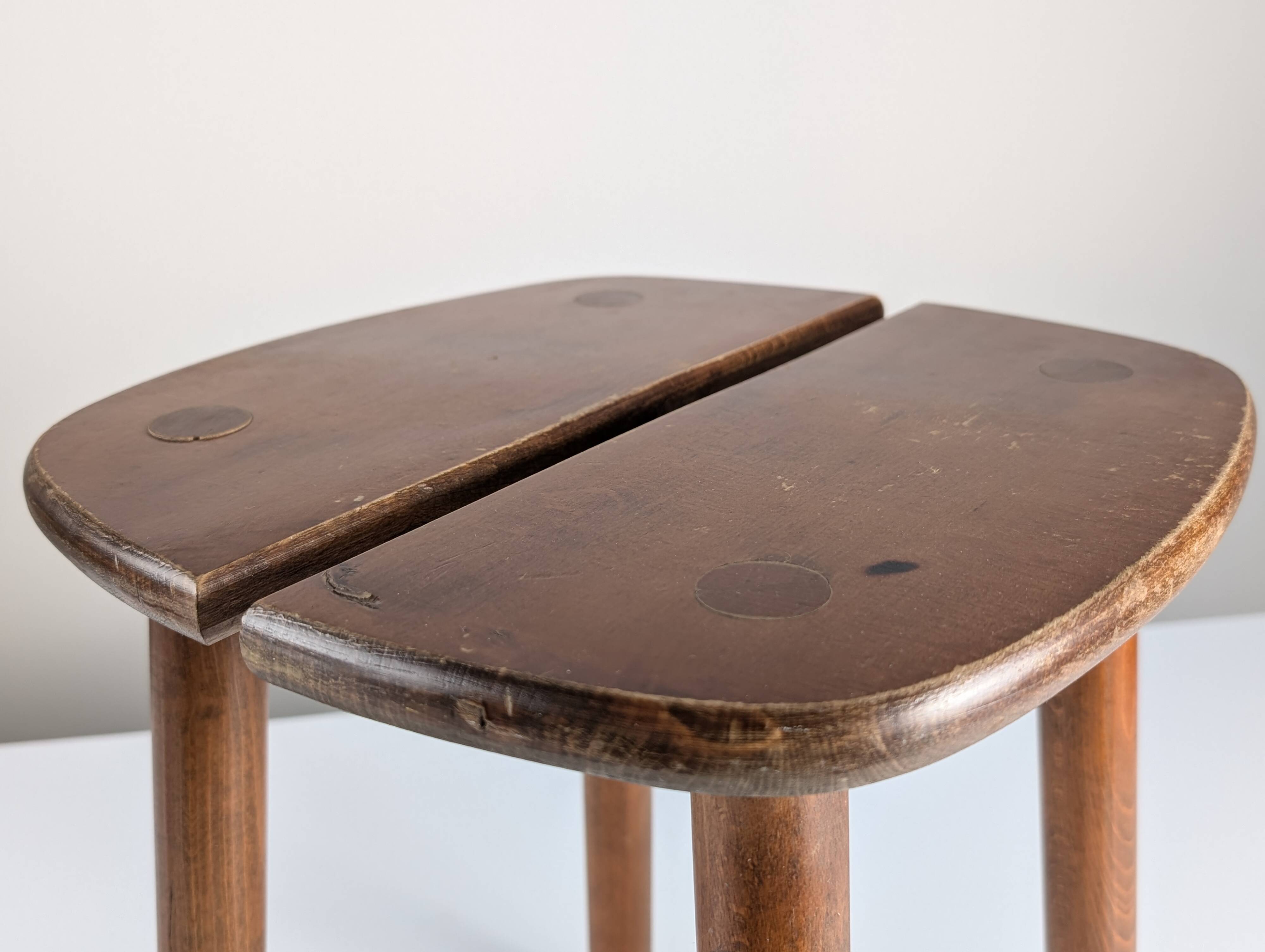 Pair of wooden stools by Pierre Gautier Delaye, France, 1960s