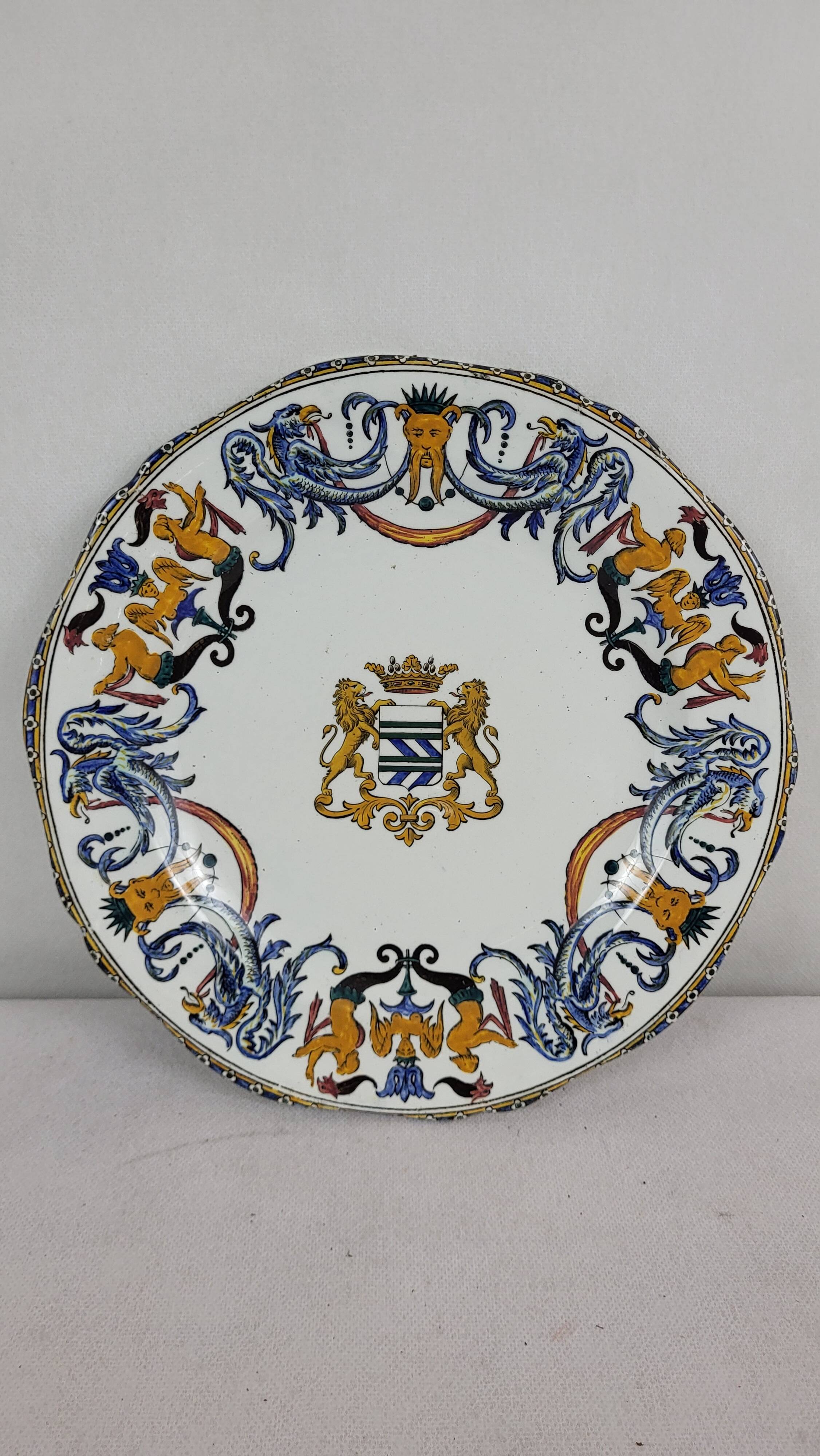 19th century Gien earthenware plate