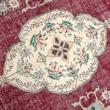 7x10 Persian Burgundy Beige Vintage Rug, 201x323Cm