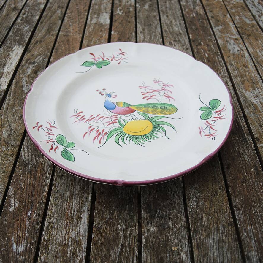Old St Clément Ceramic Flat Plate - Peacock