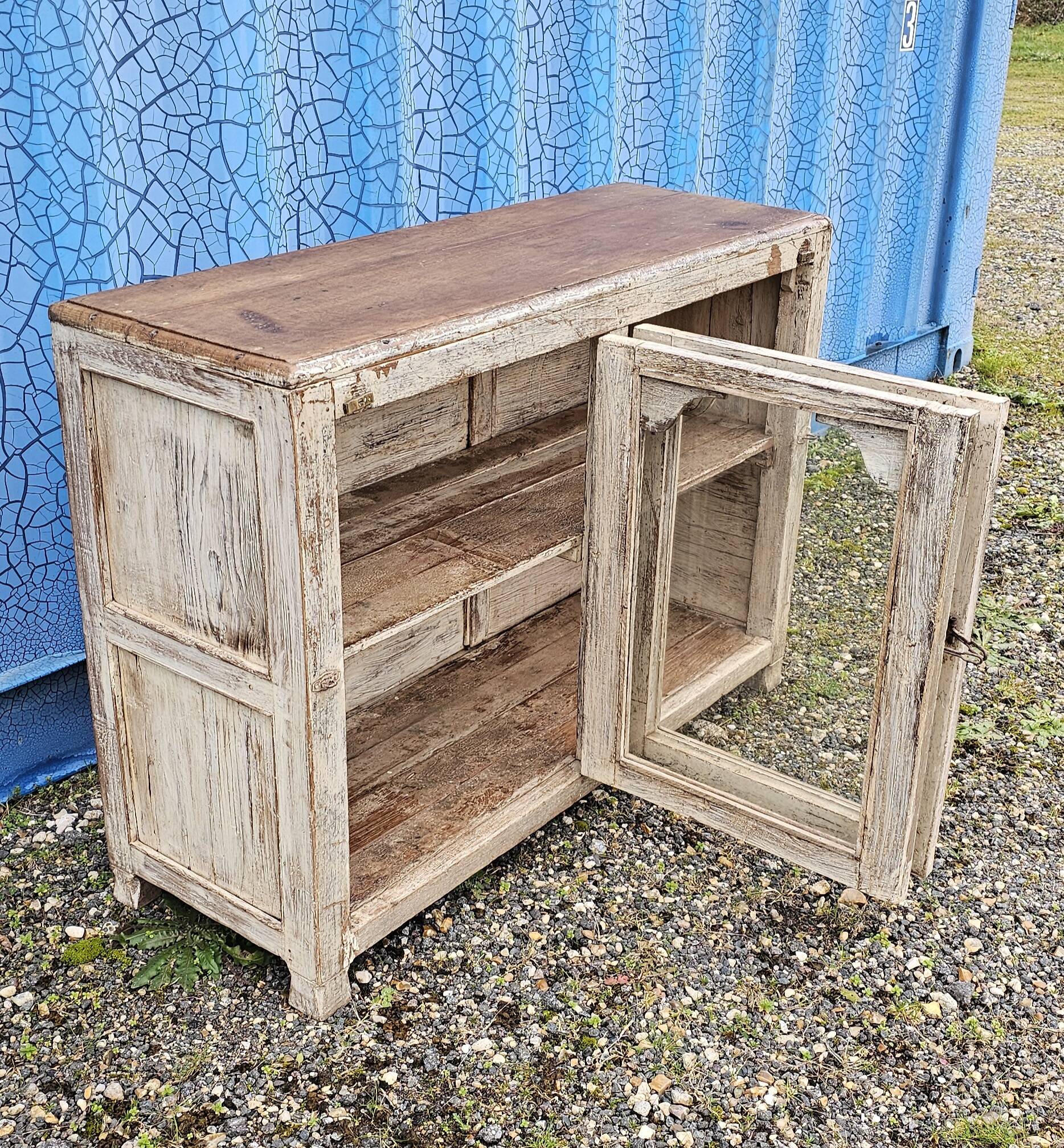 Vintage glass-fronted teak sideboard