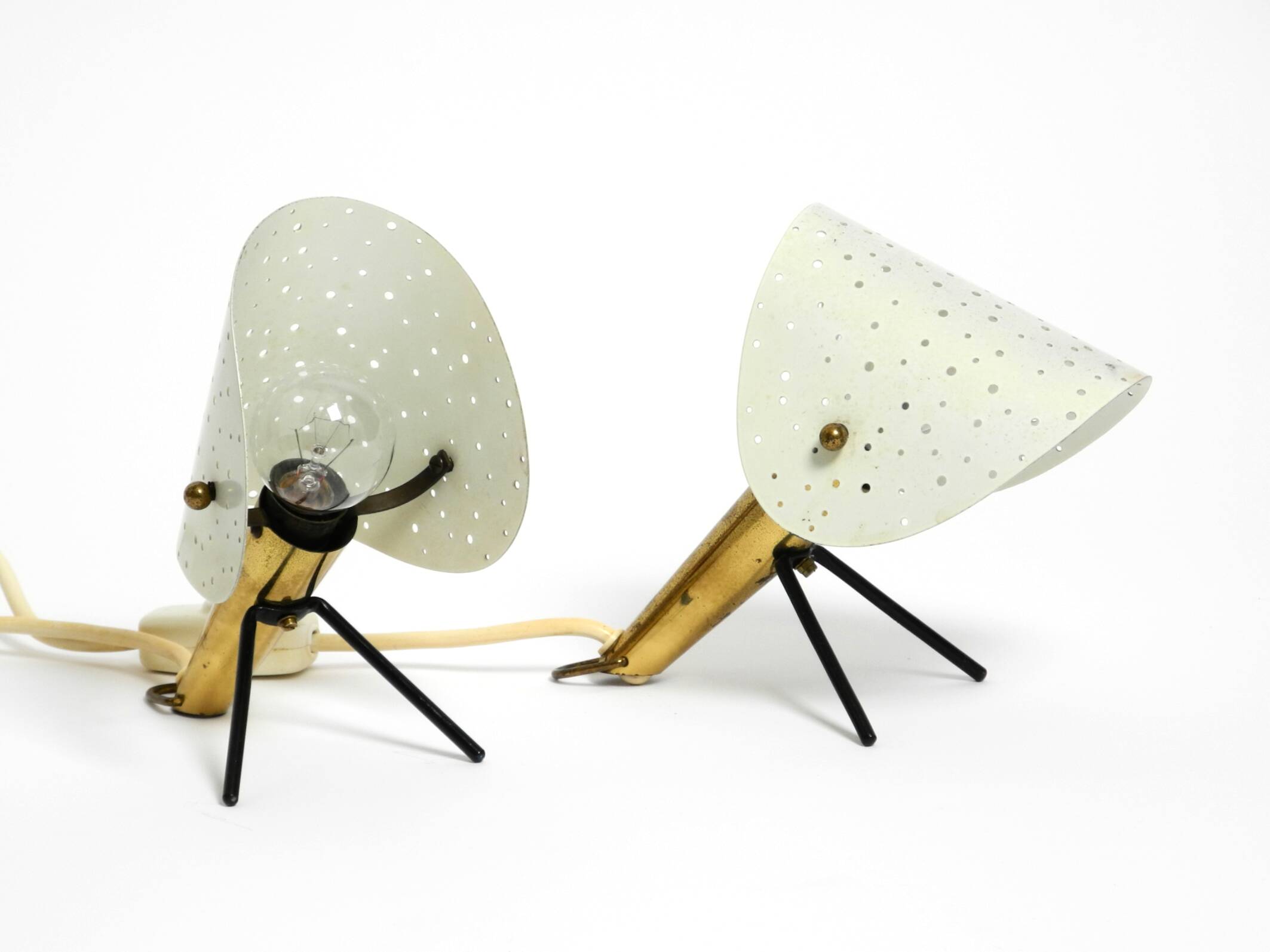 Pair of Mid Century Modern metal brass table and wall lamps by Ernest Igl