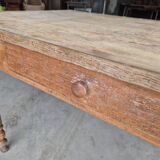 Antique rustic bistro farm table 1900 one drawer - 1m23