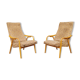 Paire de fauteuils par Antonin Suman pour Ton, en bois courbé et tissu 1960