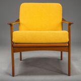 Chaise longue danoise du milieu du siècle en teck attribuée à Ib Kofod-Larsen, années 1960