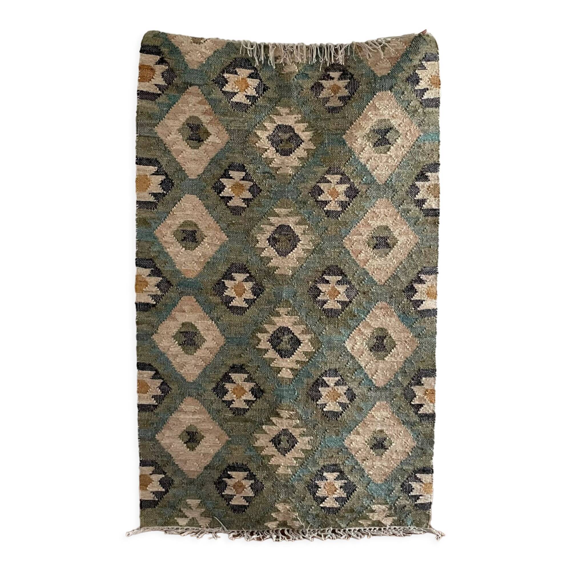 Tapis Kilim tissé à la main en chanvre-coton