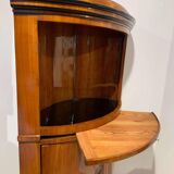 Biedermeier Corner Cabinet, Cherry Veneer, Ebony Inlay, South Germany circa 1820