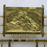 Art Nouveau Italian Brass Double Bed, Early 1900s