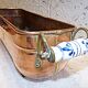 Vintage France - Old Planter in Hammered Copper, Brass and Ceramic - French Antic Pot Cover