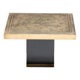 Brass Etched Hollywood Regency Side Tables by Georges Mathias, France, 1970s