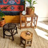 Caramel rattan side table