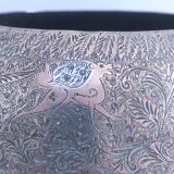 Solid brass pot cover engraved decor animal plant characters