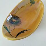 Vintage navette cup by Socram – stylized floral decoration, iridescent caramel