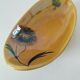 Vintage navette cup by Socram – stylized floral decoration, iridescent caramel