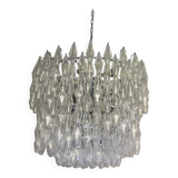 Contemporary Large Clear "Poliedri" Murano Glass Chandelier