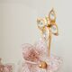 Vintage Murano table lamps, pink blown glass and gold details, pair.