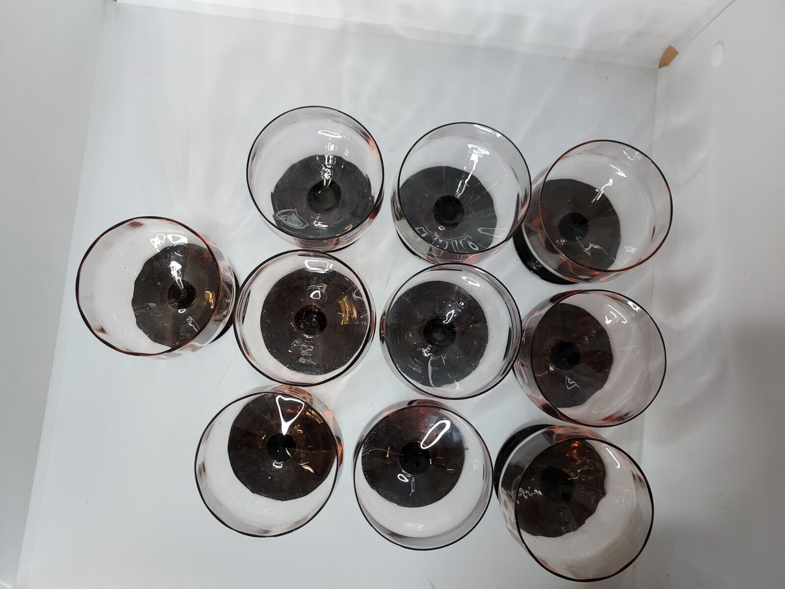 Champagne glasses in colored glass