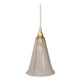 Vintage tulip pendant light in white and gold frosted glass