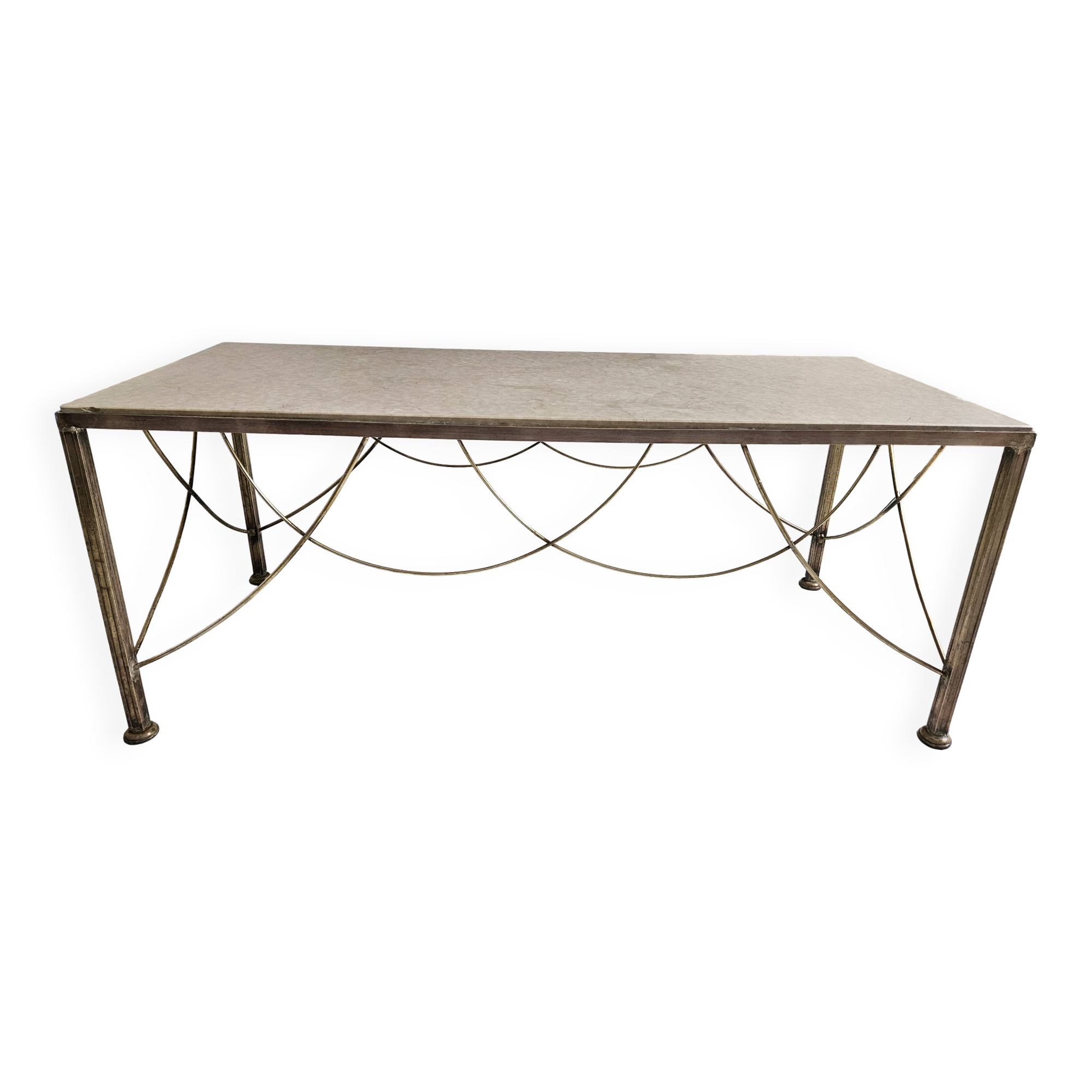 Marble and scalloped brass coffee table