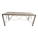 Marble and scalloped brass coffee table