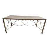 Table basse marbre et laiton festonné