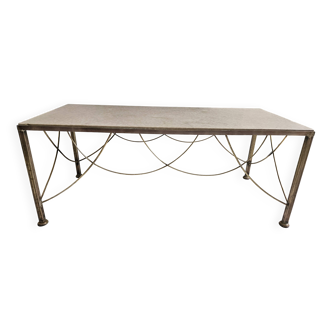 Marble and scalloped brass coffee table