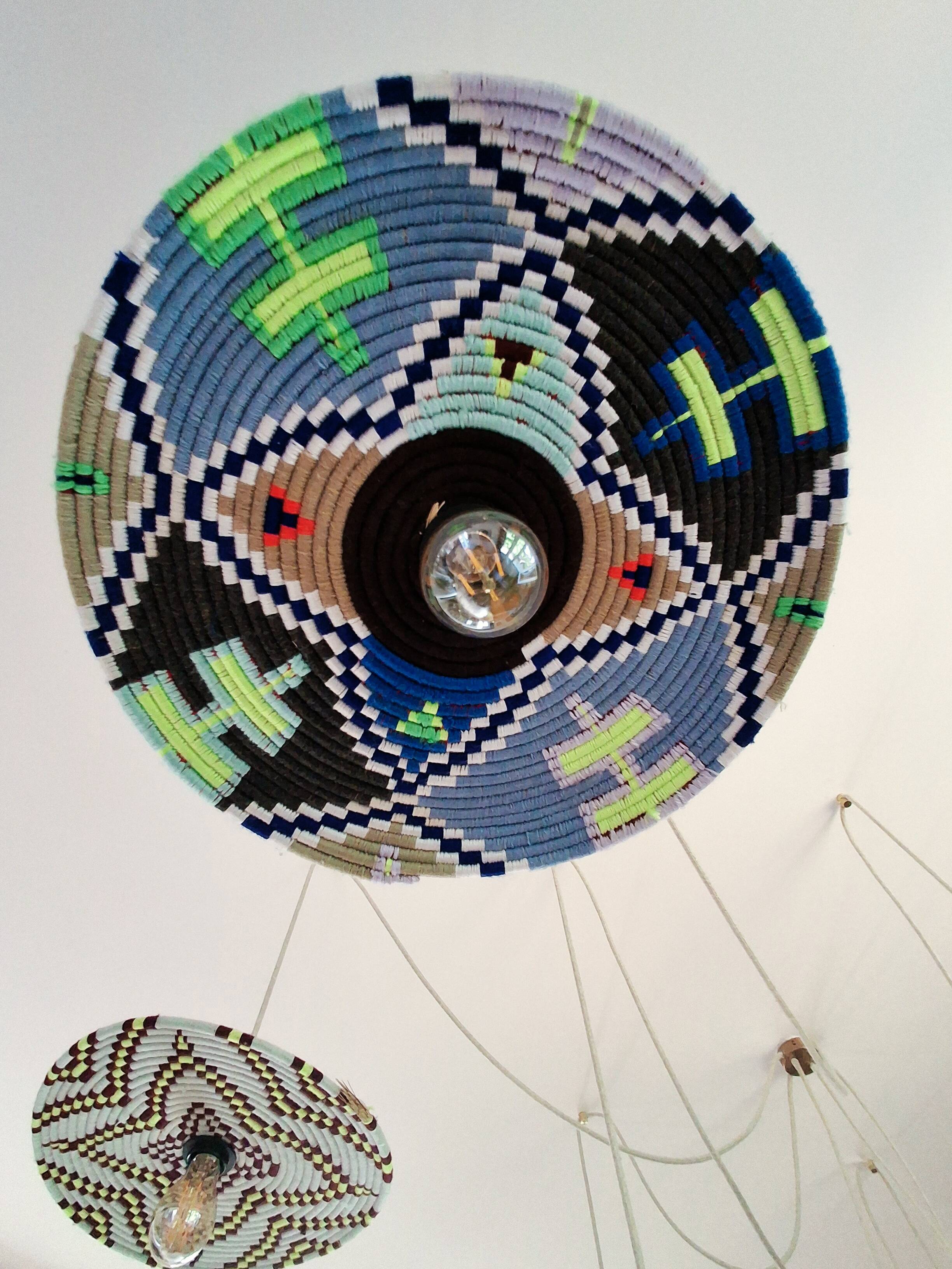 Handcrafted suspension cascade 6 lights "Moroccan Basket"