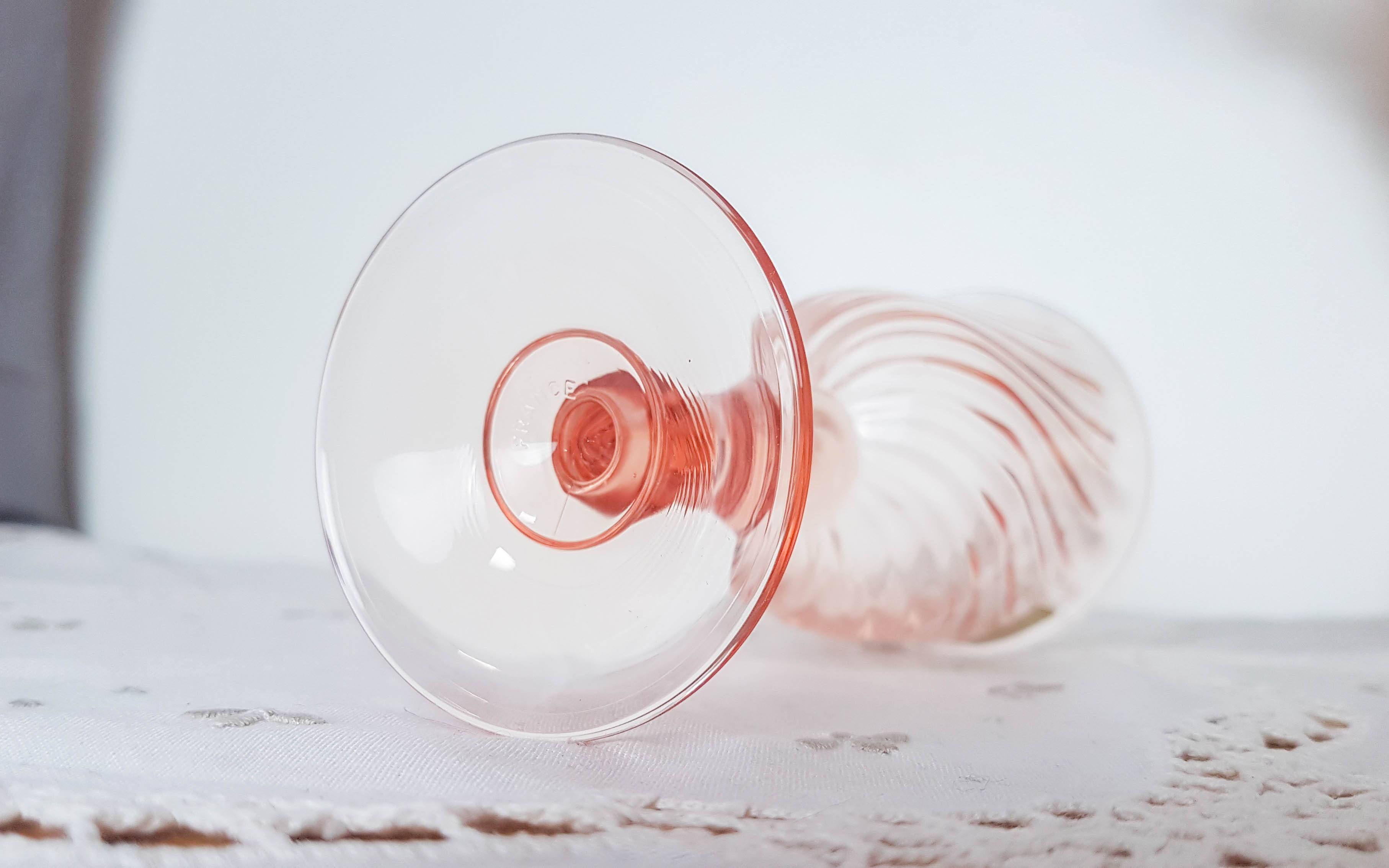 6 vintage white wine glasses in pink Rosaline Arcoroc Luminarc glass 10 cl