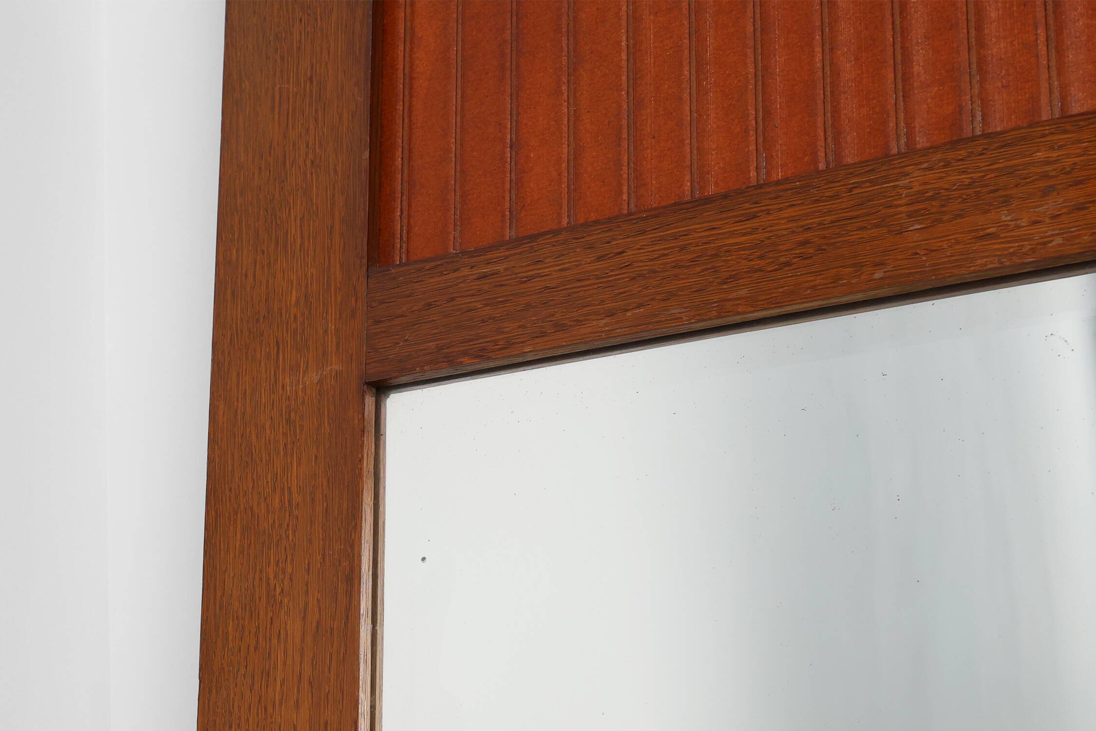French Art Deco Oak Mirror with Fluted Panel, circa 1930