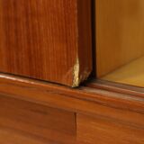 Large Wooden Display Cabinet Teak Veneer Sixties Design 110cm