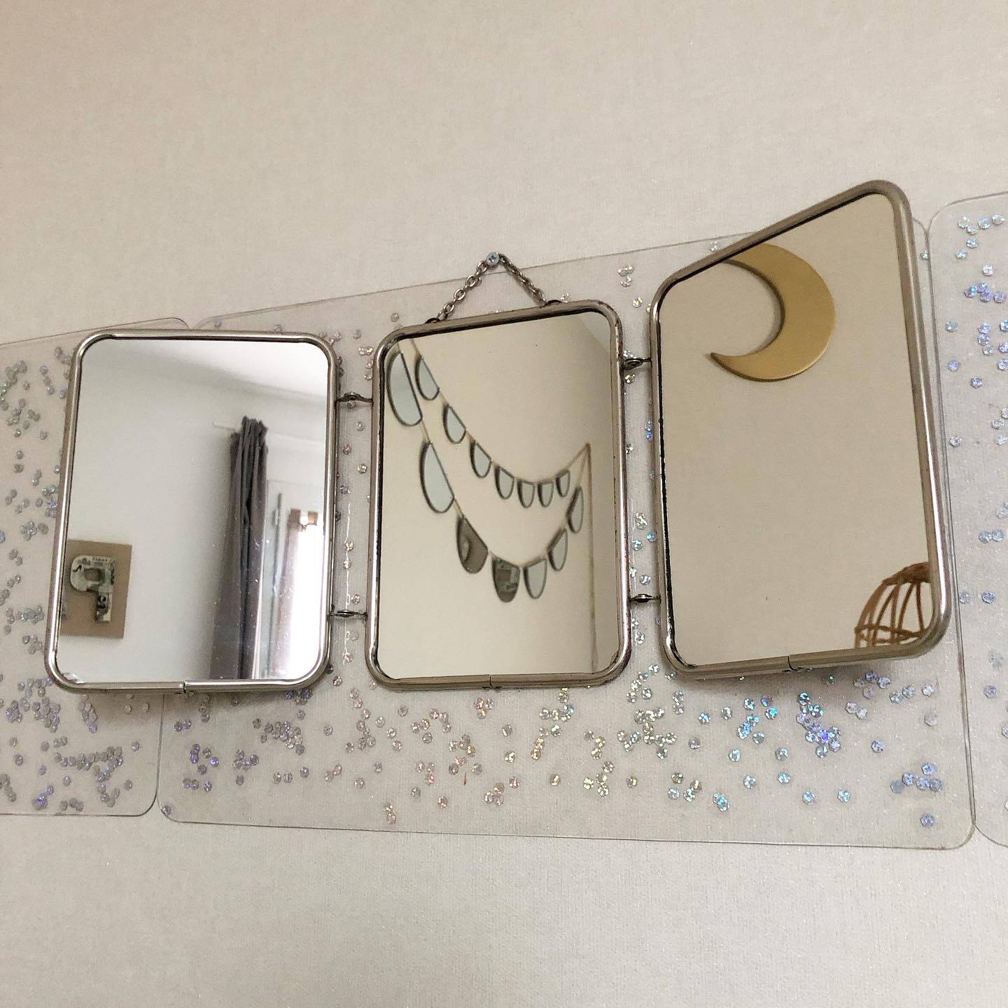 Vintage Triptych Barber Mirror