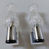 Appliques italienne chromé verre tulipe années 70