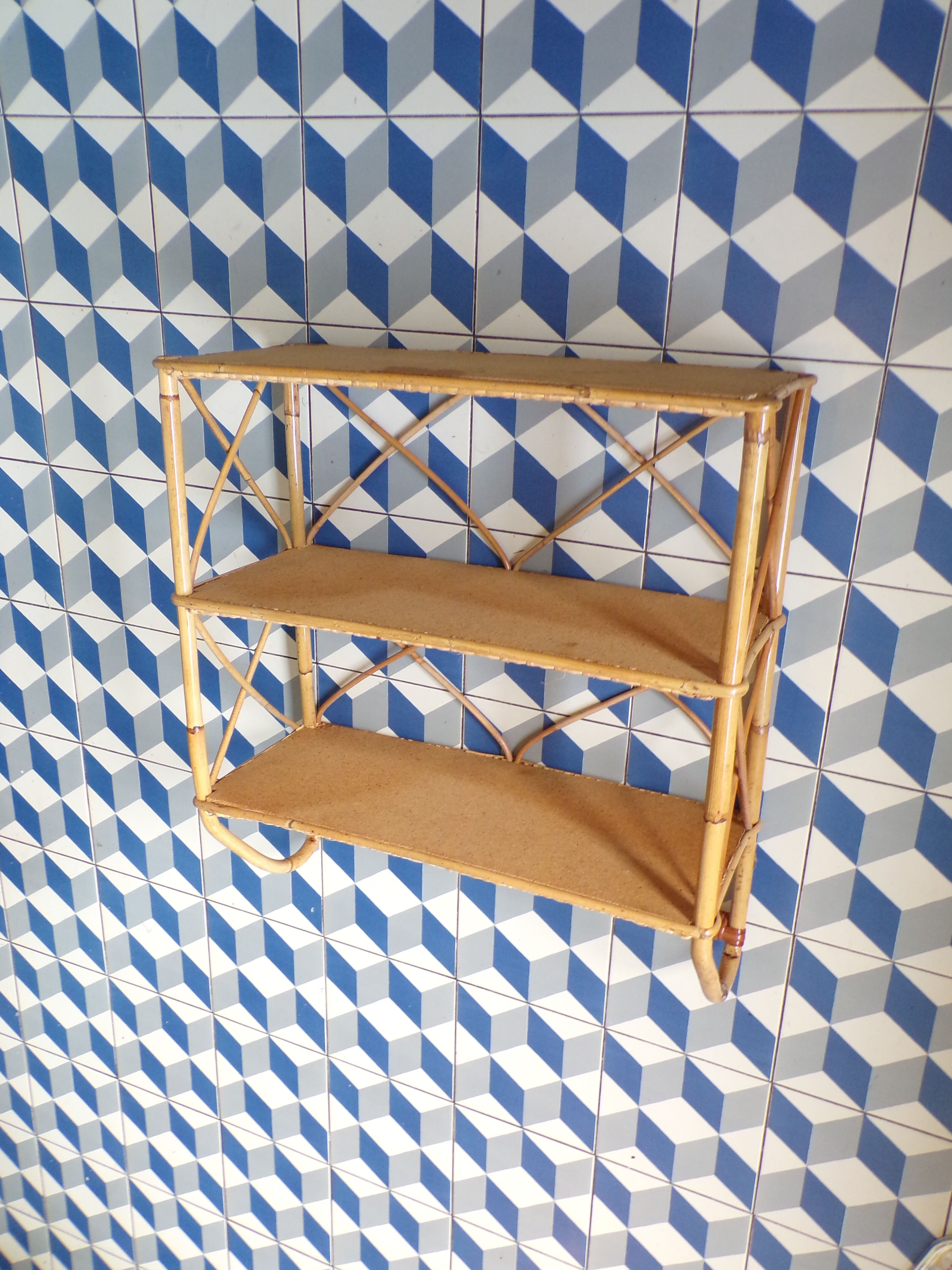 Vintage rattan shelf