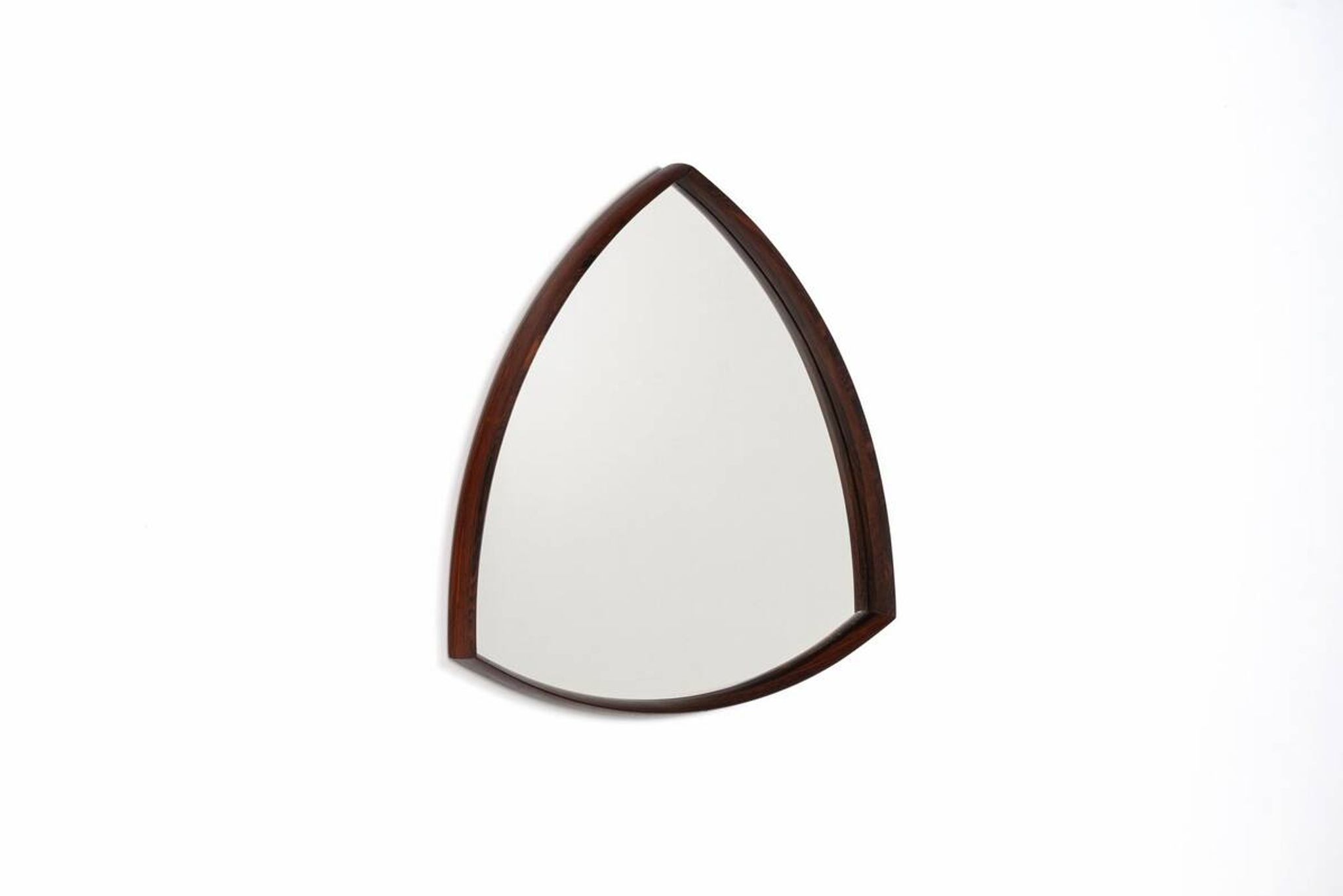 Thomas Poss Eferfolger wall mirror in rosewood triangular Denmark 1960