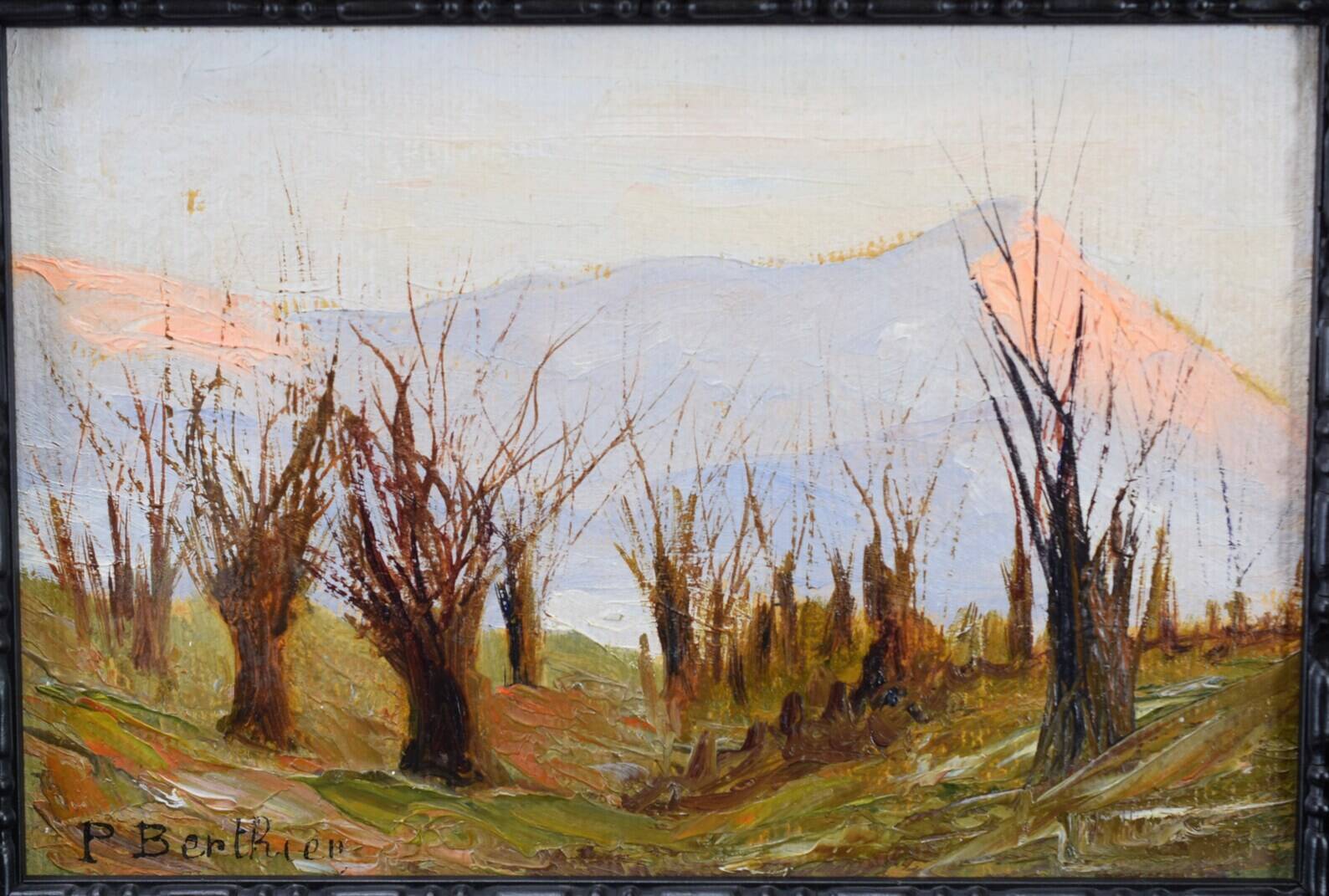 Old Winter Landscape Painting Signed Paul Berthier 1900