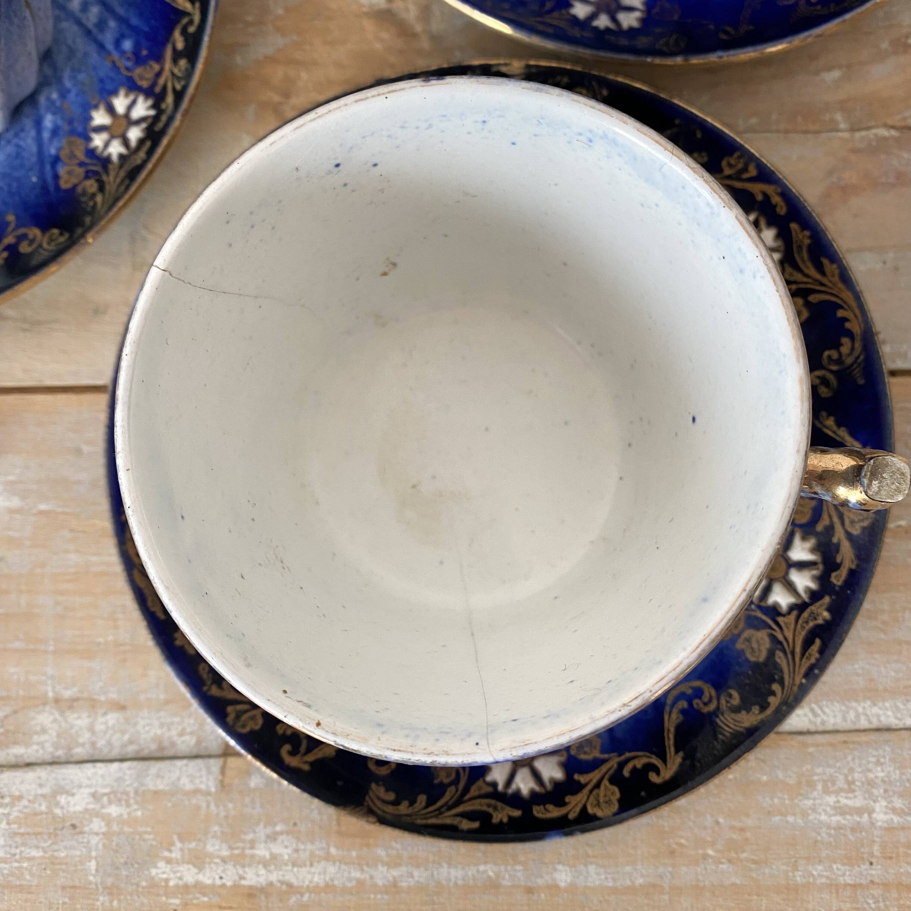 Tasses et soucoupes anciennes KG Luneville  fin XIXe