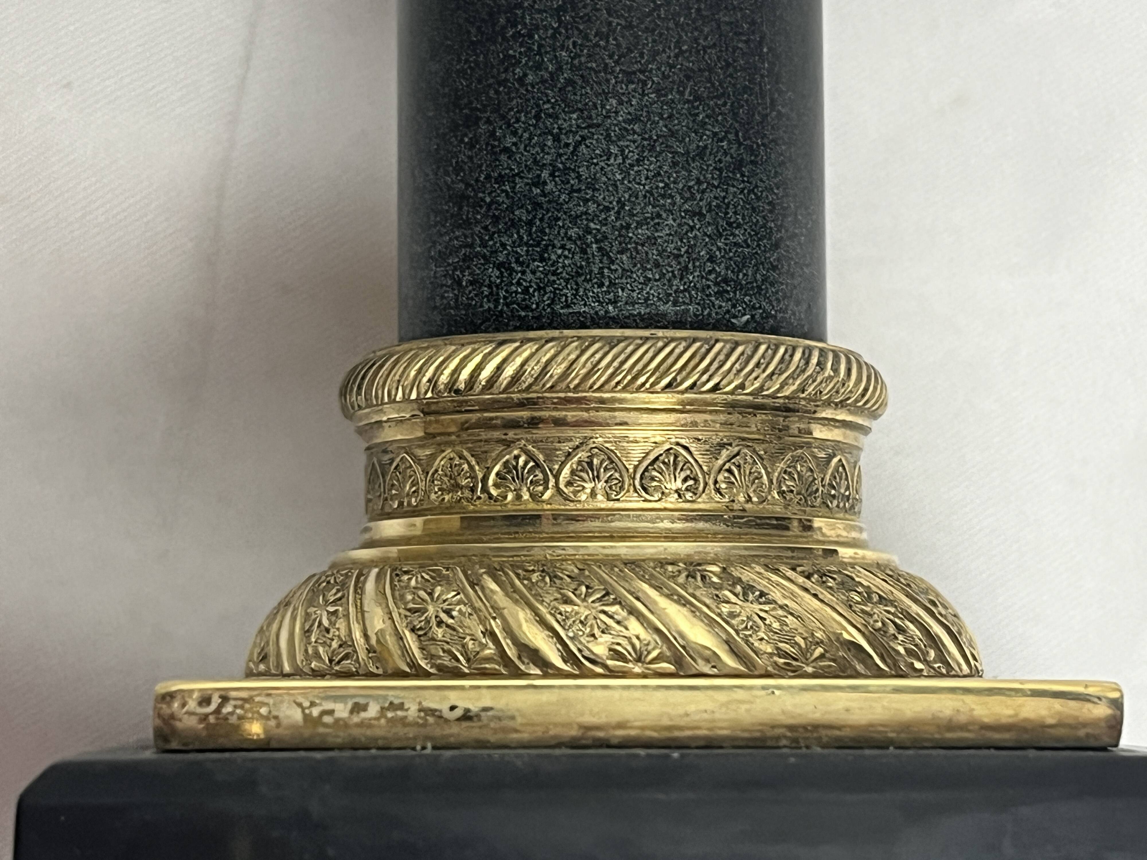 Empire bronze lamp base, marble and patinated sheet metal, 20th century