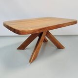 French early edition Aban T35C table in elm attributed to Pierre Chapo, 1970s
