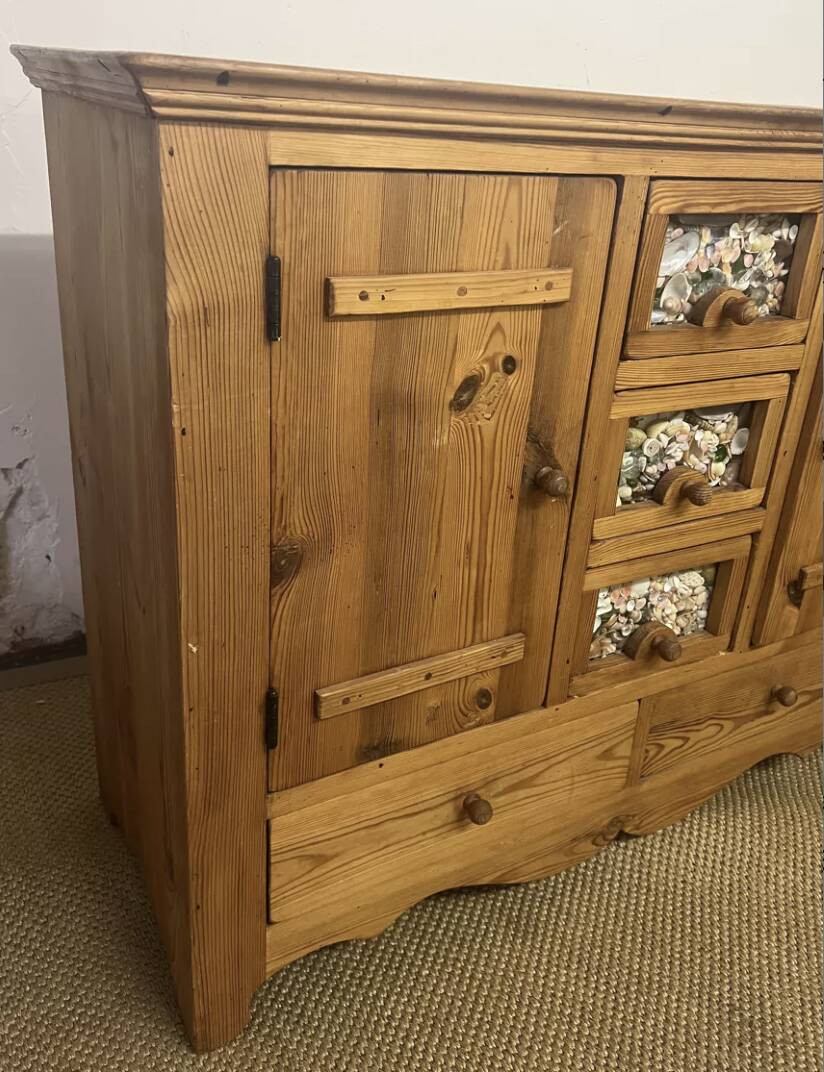 Vintage solid pitch pine chest of drawers